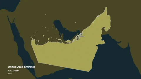 United Arab Emirates map - extract. Border. Pattern. Labels Video stock 178497641