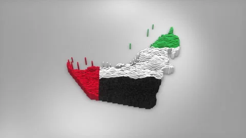 United Arab Emirates Map with Flag Intro Background Stock Footage 315163693