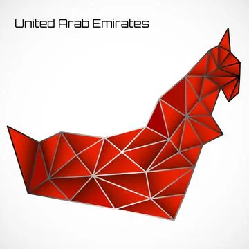 United Arab Emirates map in geometric polygonal style on white background Stock Illustration