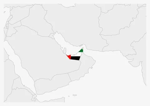 United Arab Emirates map highlighted in UAE  flag colors Stock Illustration