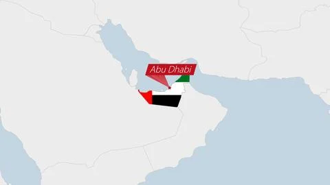 United Arab Emirates map highlighted in UAE flag colors and pin of country .. Stock Illustration