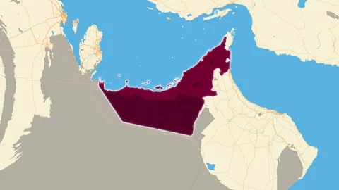 United Arab Emirates Map, Map United Arab Emirates zoom in Stock Footage 309377635