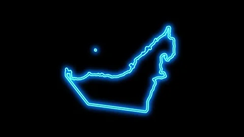 United Arab Emirates Map Outline Neon Lights Stock Footage 332850843