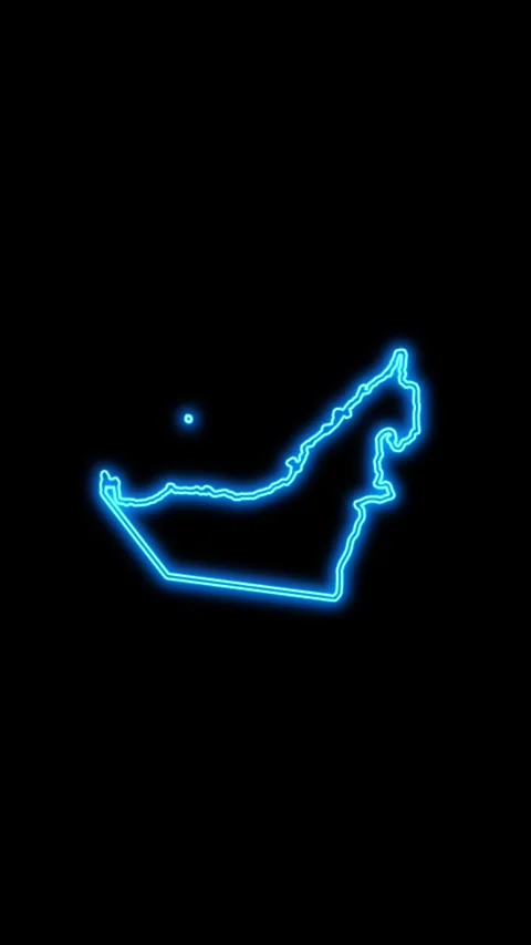 United Arab Emirates Map Outline Neon Lights Stock Footage 333057717