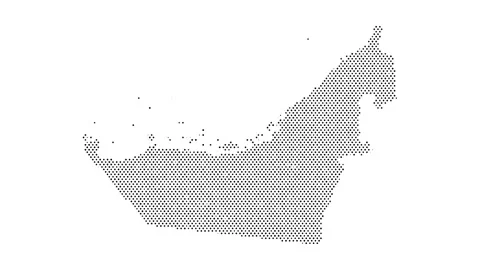 United Arab Emirates map from particles, dots. Digital silhouette. Abstract.. Stock Footage 261448565