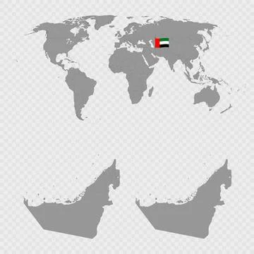 United Arab Emirates Map Set with World Location. Stock Illustration