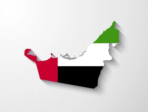 United arab emirates map with shadow effect Stock Illustration