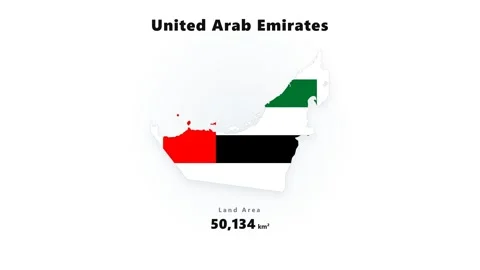 United Arab Emirates map silhouette in flag colors with centered green white Stock Footage 345647088