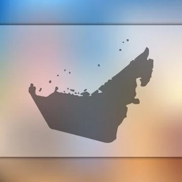 United Arab Emirates map. Vector silhouette of United Arab Emirates. Blurred bac Stock Illustration