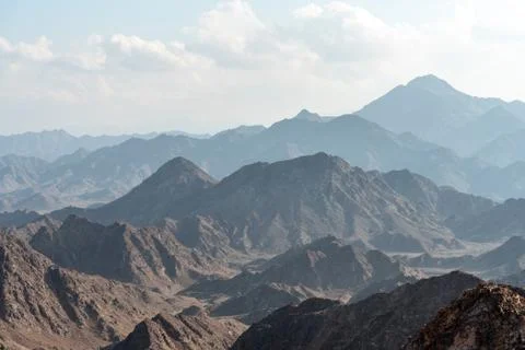 United Arab Emirates mountains view form Wadi Al Qor to Buraq Dam highest pla Stock Photos