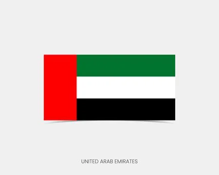 United Arab Emirates Rectangle flag icon with shadow. Illustrazione stock
