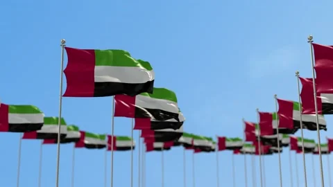 United Arab Emirates Row Of Flags Animation Видео 148802822