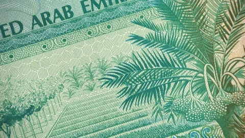 United Arab Emirates ten dirham banknote rotating, UAE Emirati currency closeup Video stock 99498143