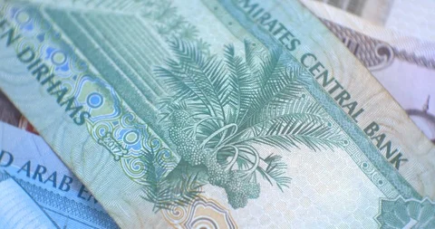 United Arab Emirates ten dirham banknote, UAE Emirati money closeup Stock Footage 127157002