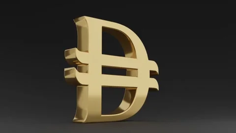 United Arab Emirates UAE Dirham Symbol in Gold 3D with 360 degree view Stock Footage 313267582