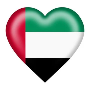 United Arab Emirates UAE flag heart button isolated on white with clipping path Stock Illustration