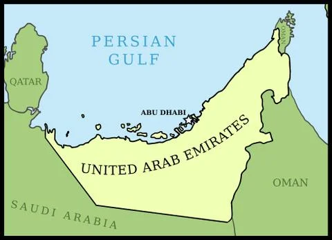 United Arab Emirates (UAE) map. Outline vector country map. Stock Illustration