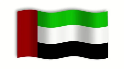 United Arab Emirates (UAE) waving flag animation on white and blue background Stock Footage 252184926