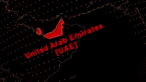 United Arab Emirates(UAE) Map Highlight on Rotating Digital Globe Stock Footage 331714799