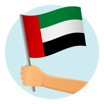 United arab flag in hand Stock Illustration