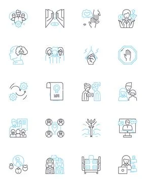 United communities linear icons set. Togetherness, Unity, Collaboration Stock Illustration