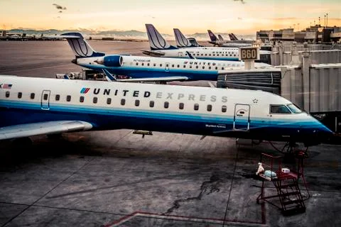 United Express Planes Stock Photos