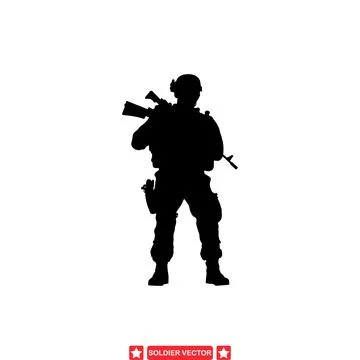 United Front  Commanding Soldier Silhouette Vectors for Courageous Military.. Illustrazione stock
