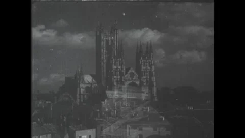 United Kingdom 1940s: Looking down from ceiling at floor of Canterbury 스톡 동영상 329647000