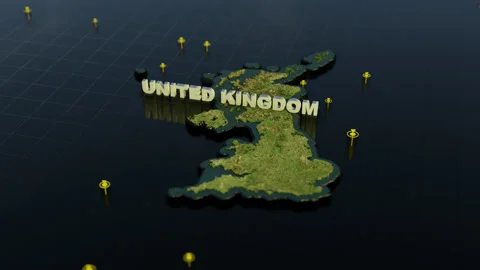 United Kingdom 3D Map With Animation Stock Footage 311533634