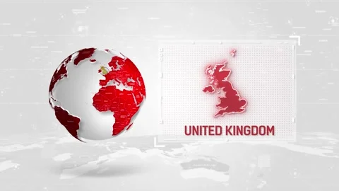 United Kingdom 4K Tech Map Beside Globe On White Background. Stock Footage 340454008
