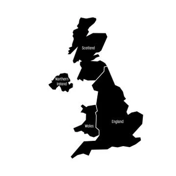 United Kingdom, aka UK, of Great Britain and Northern Ireland map. Divided to Stock Illustration