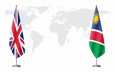 United Kingdom and Namibia flags for official meeting Illustration