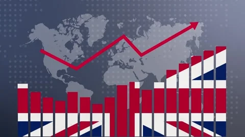 United Kingdom bar chart graph with ups and downs, increasing values, conce.. Vidéo 281167080