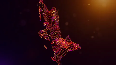 United Kingdom Connected Intelligence Network Map Reveal Animation Stock Footage 336801766
