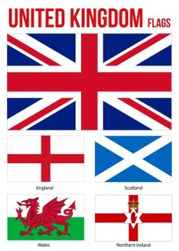 United Kingdom Countries Flags Collection. Illustrazione stock