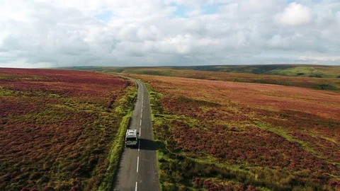 United Kingdom, Devon, Exmoor National Park, aerial view over the moors Stock Footage 80604311
