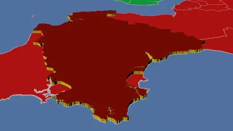 United Kingdom - Devon extruded on solid map Stock Illustration