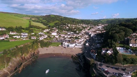 United Kingdom, Devon, North Devon coast, Combe Martin and coastline Stock Footage 80618027