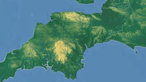 United Kingdom - Devon outlined on physical map Stock Illustration