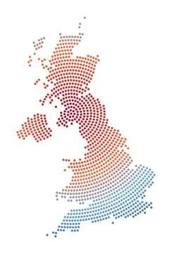 United Kingdom dotted map. Digital style shape of United Kingdom. Tech icon.. Stock Illustration