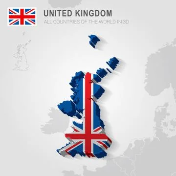 United Kingdom drawn on gray map. Stock Illustration