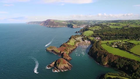 United Kingdom, Exmoor, North Devon, coastline at Watermouth Bay Stock Footage