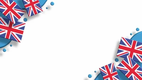 United Kingdom flag border on white background with blue elements Video stock 325609155
