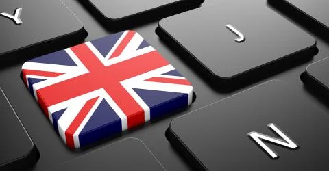 United Kingdom - Flag on Button of Black Keyboard. Stock Illustration