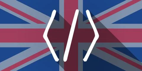 United Kingdom flag icon with a code sign Illustration