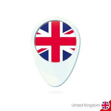 United Kingdom flag location map pin icon on white background. Stock Illustration
