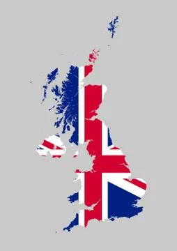 United Kingdom flag map Stock Illustration