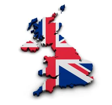 United kingdom flag map shape Stock Illustration