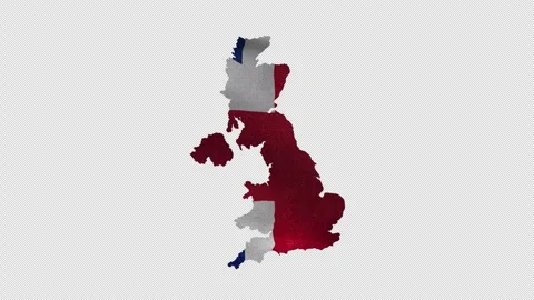 United Kingdom Flag Map Waving in the Wind on Transparent Background Seamless Vídeo Stock 337734188