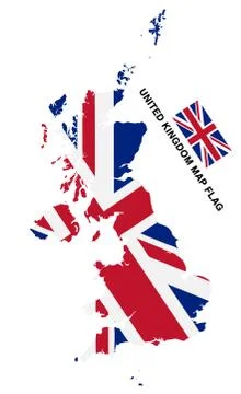United kingdom flag map on white background Stock Illustration